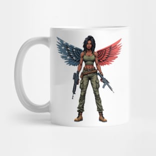 Black American Military Angel with Gun Mug